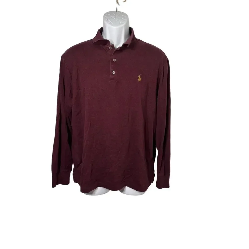 Polo Ralph Lauren, men’s long sleeve pony logo 1/4 button knit‎ polo shirt Large